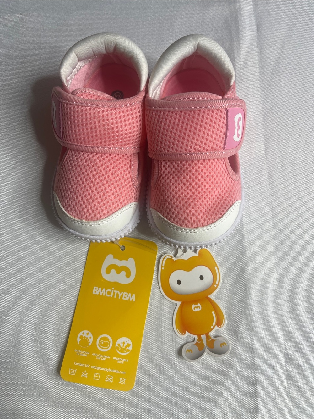 BMCityBM Pink Mesh Kids Shoes with Velcro